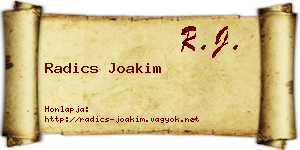 Radics Joakim névjegykártya